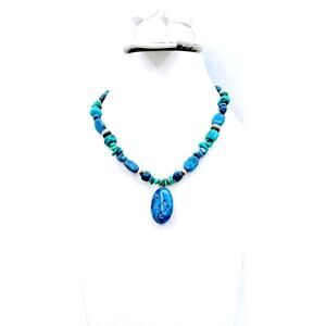 Vintage Carolyn Pollack Relios SW lapis, turquoise bead pendant necklace